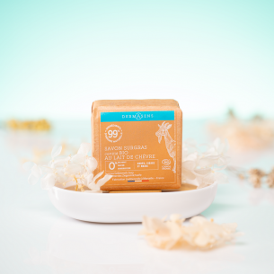 Savon solide surgras certifié bio au lait de chèvre 100g Dermasens