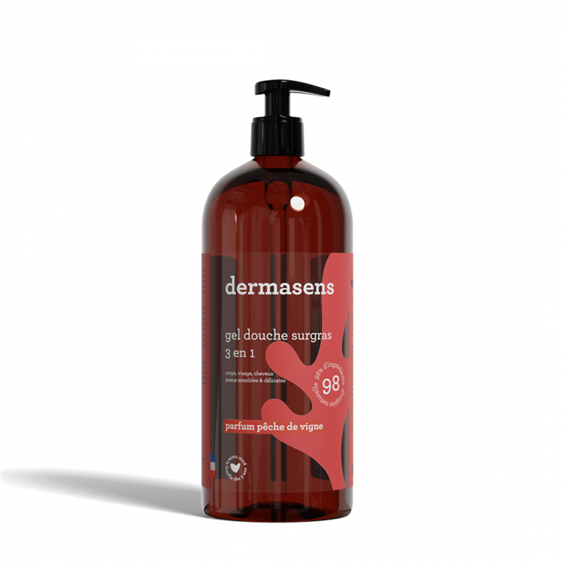 Gel douche surgras 3 en 1 parfum Pêche de vigne 1L Dermasens