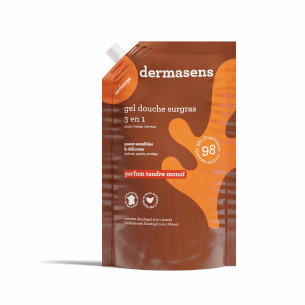 Recharge gel douche surgras 3 en 1 Monoï 900mL Dermasens