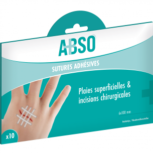 Sutures adhésives ABSO en boîte de 10 sutures