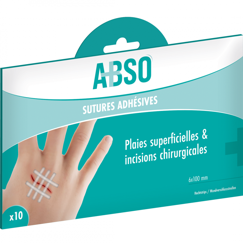 Sutures adhésives ABSO en boîte de 10 sutures