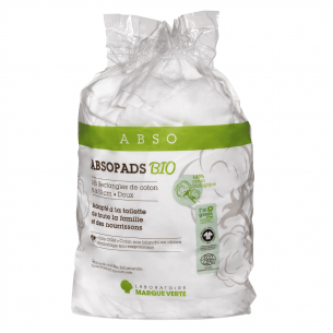 Sachet de 180 rectangles de coton bio 8x10cm Absopads