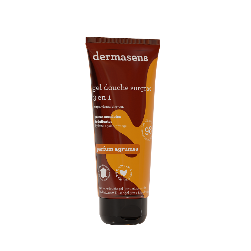 Gel douche surgras 3 en 1 Agrumes 200ml Dermasens