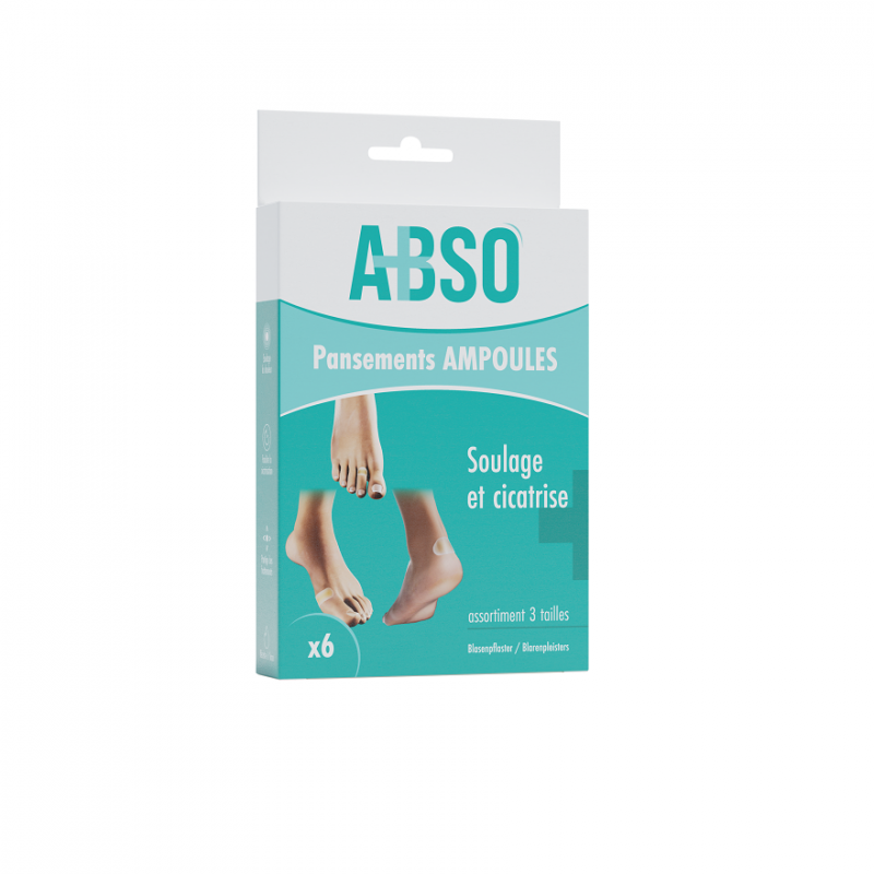 Pansements ampoules en assortiment de 3 tailles ABSO en boîte de 6