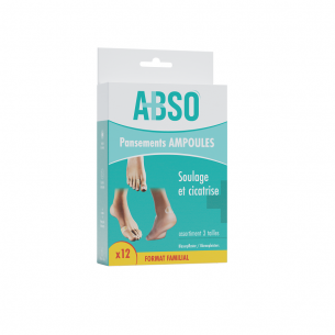 Pansements ampoules en assortiment de 3 tailles ABSO en boîte de 12