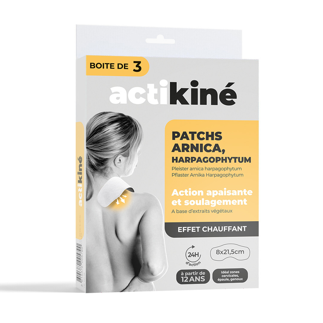 Patch arnica harpagophytum Actikiné Zones cervicales, épaules, genoux - Boîte de 3
