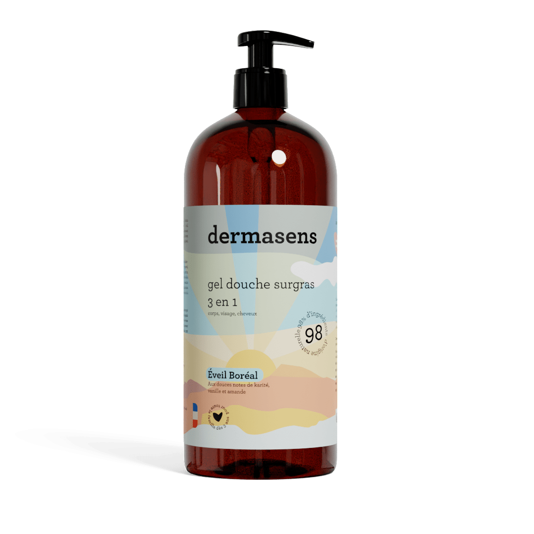 Gel douche surgras 3 en 1 Eveil boréal 1L Dermasens